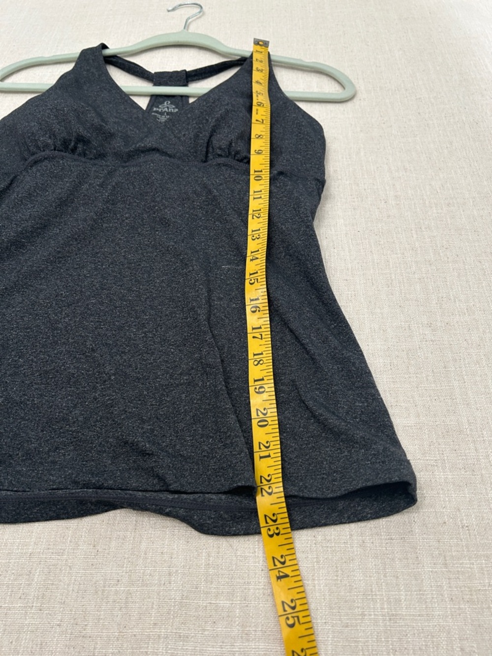 Prana Hope Tank Top Women's L Charcoal Heather Built-In Shelf Bra with Pads - Picture 9 of 11